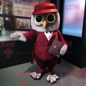 Maroon Owl maskot kostume...