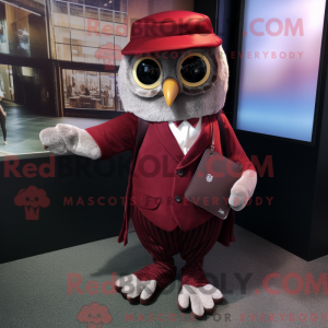 Maroon Owl maskotdraktfigur...