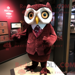 Maroon Owl maskotdraktfigur...