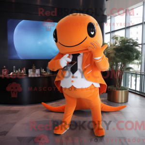 Orange Whale maskot drakt...