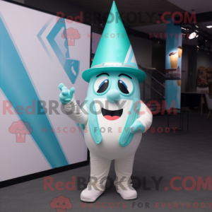 Cyan Ice Cream Cone mascot...