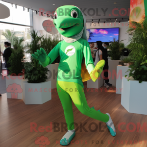Lime Green Dolphin mascot...
