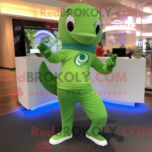 Lime Green Dolphin mascot...