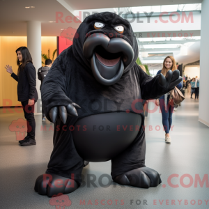Black Walrus mascot costume...