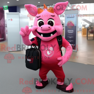 Pink Devil mascot costume...