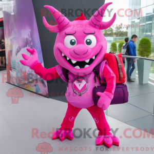 Pink Devil maskot kostume...