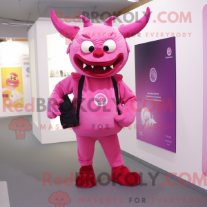 Pink Devil mascot costume...