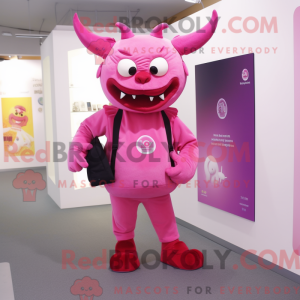 Pink Devil maskot kostume...