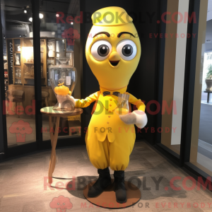 Gul timeglas maskot kostume...