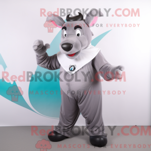 Gray Zebu mascot costume...