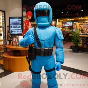 Cyan Gi Joe maskot kostume...