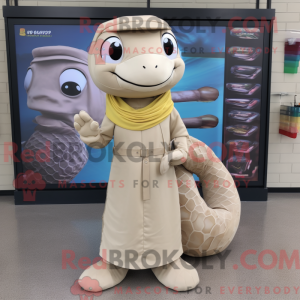 Beige Python mascot costume...