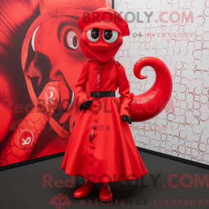 Rød Hydra maskot kostume...
