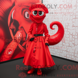 Red Hydra mascot costume...