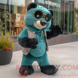 Teal Spectacled Bear mascot...