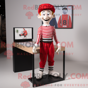 Rød Mime maskot kostume...
