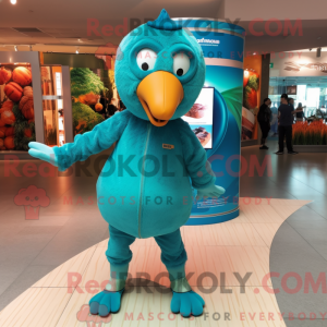 Teal Turkey mascot costume...