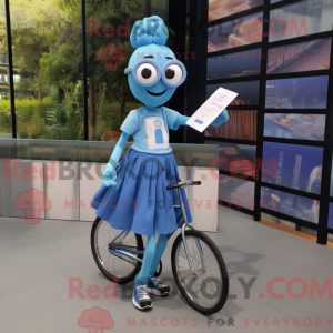 Blå Unicyclist maskot...