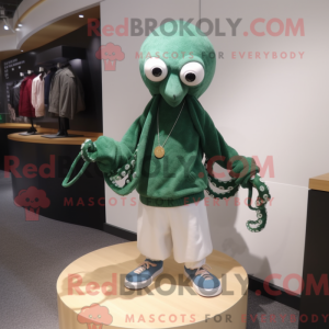 Forest Green Octopus maskot...