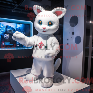 Hvid kat maskot kostume...