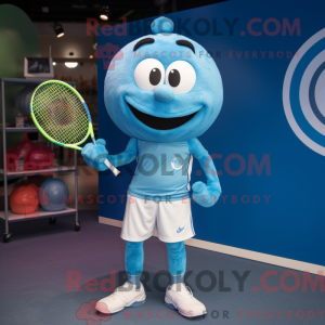 Cyan Tennis Racket mascot...