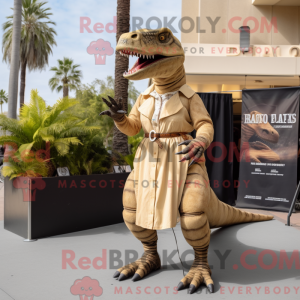 Beige Allosaurus maskot...