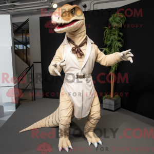 Beige Allosaurus maskot...