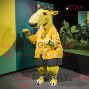 Yellow Tapir mascot costume...
