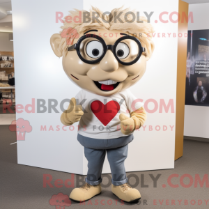 Beige Heart mascot costume...