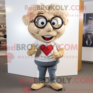 Beige Hjerte Maskot Kostyme...