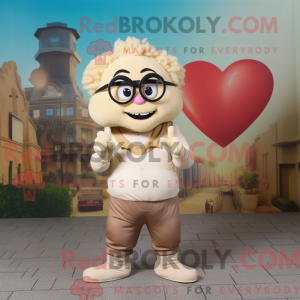 Beige hjerte maskot kostume...
