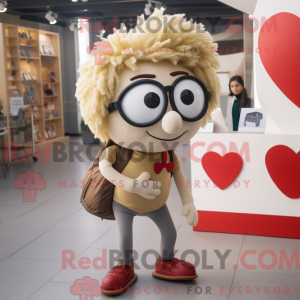 Beige Heart mascot costume...