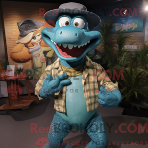 Teal Krokodil Maskottchen...