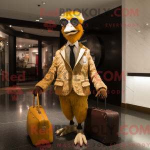 Guld struds maskot kostume...