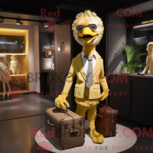Guld struds maskot kostume...