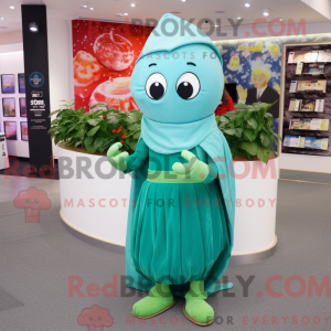 Cyan spinat maskot kostume...