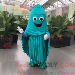 Cyan spinat maskot kostume...