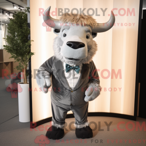 Silver Yak mascot costume...