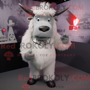 Sølv Yak maskot kostume...