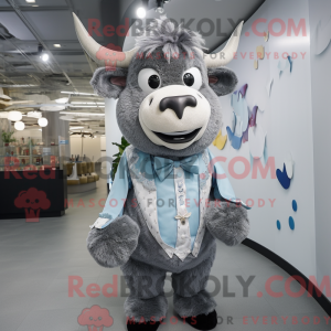 Silver Yak mascot costume...