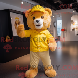 Yellow Lion mascot costume...