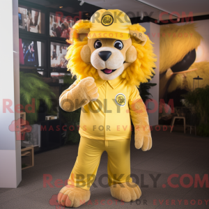 Yellow Lion mascot costume...