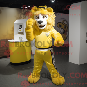 Yellow Lion mascot costume...