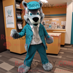 Teal Say Wolf mascot...