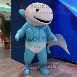Cyan Beluga Whale mascot...