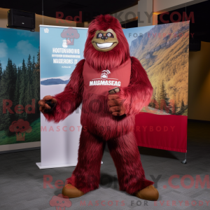 Maroon Sasquatch maskot...