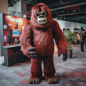 Maroon Sasquatch maskot...