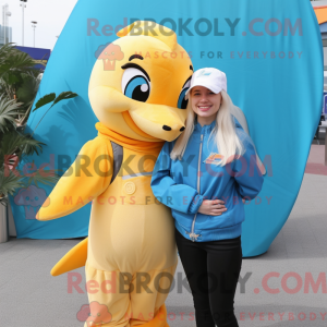 Gold Dolphin maskot drakt...