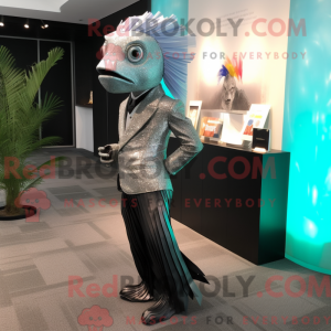 Silver Betta Fish mascot...