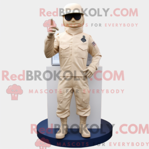 Beige Navy Soldier maskot...